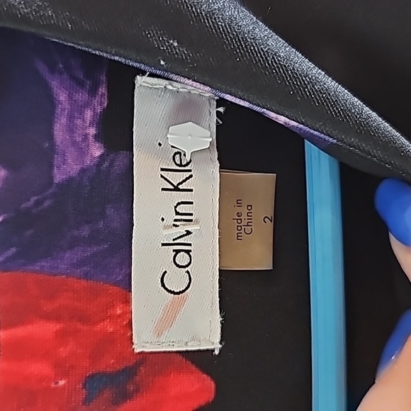 Calvin Klein floral scuba sheath dress sz 2 black red purple - Picture 4 of 6